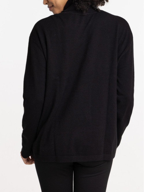 Pull col roulé noir femme