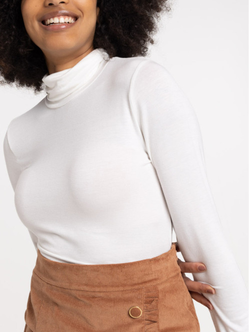 T-shirt col roulé femme écru T-shirt col roulé femme écru