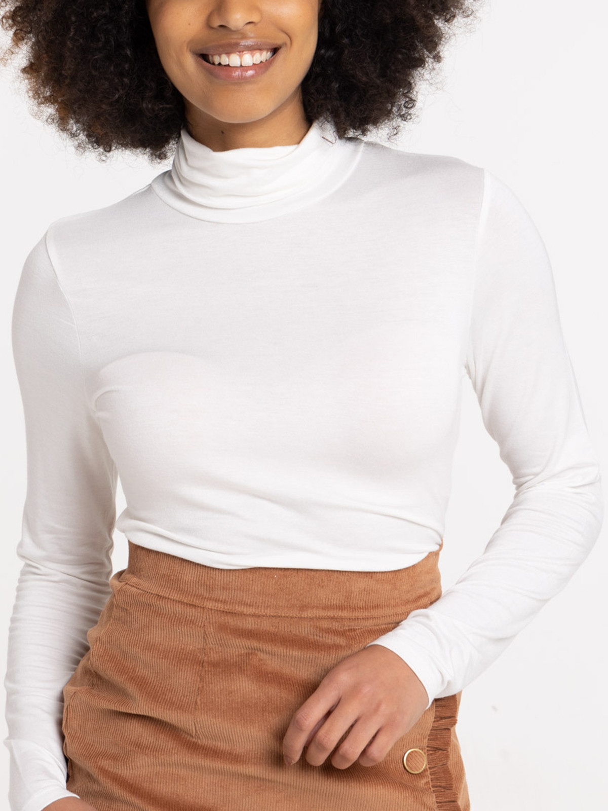 T-shirt col roulé femme écru