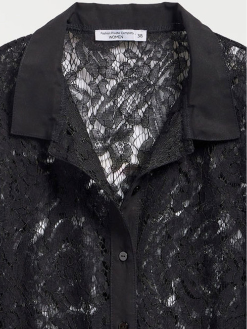 Chemise dentelle noire femme