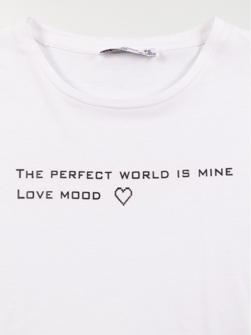 T-shirt message blanc fille...