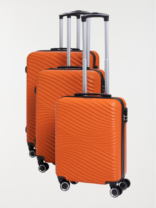 Valise rigide orange à roulettes