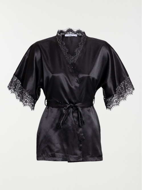 Kimono satin dentelle femme