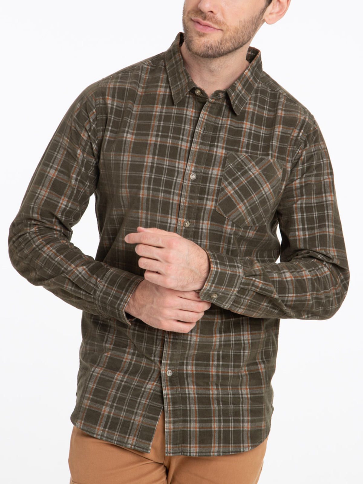 Chemise en velours kaki quite homme Chemise en velours kaki quite homme