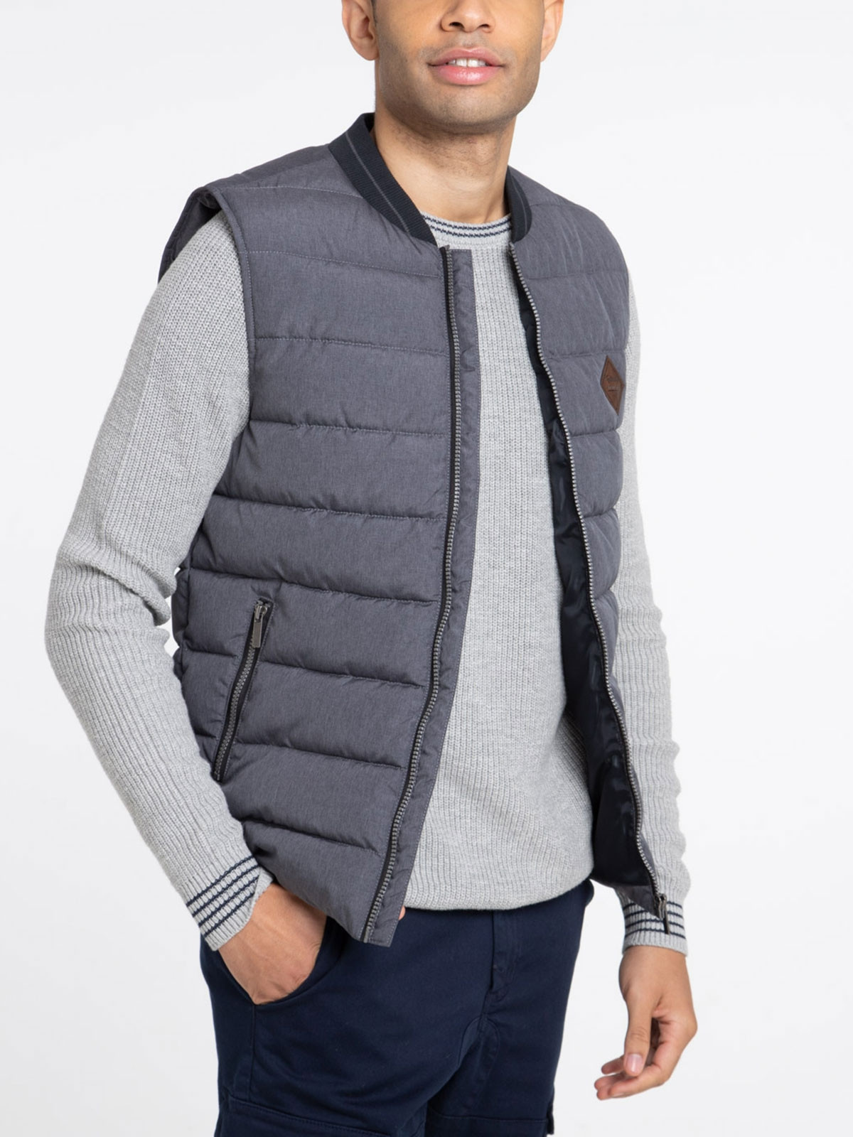 Veste gris chine sans manches homme