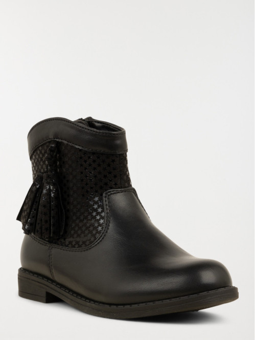 Bottines noires pompons fille 25 30