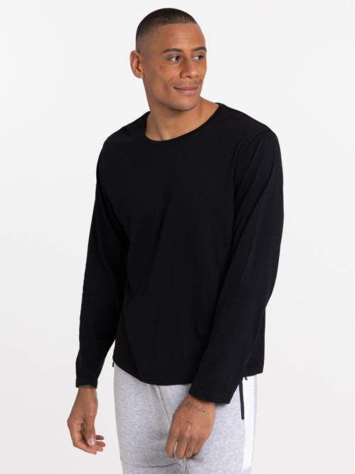T-shirt noir manches longues homme
