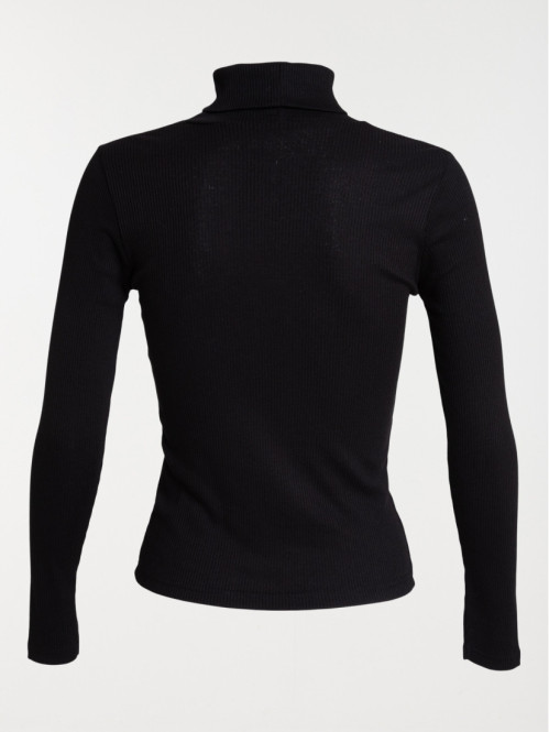 T-shirt col roulé noir femme
