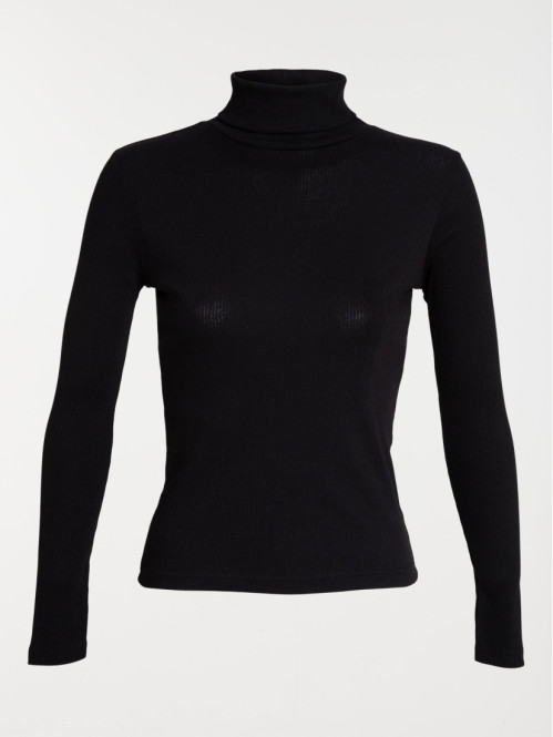 T-shirt col roulé noir femme