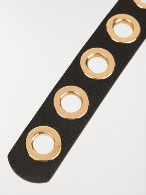 Ceinture oeillet noire femme