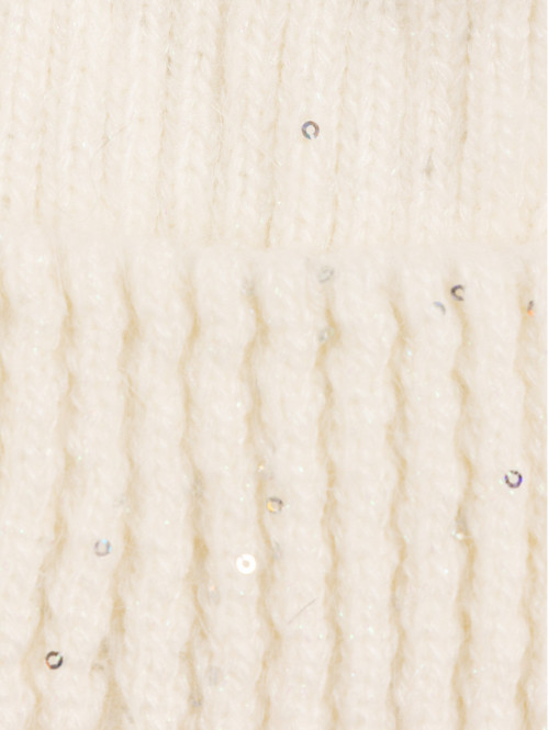 Bonnet fille écru pompon