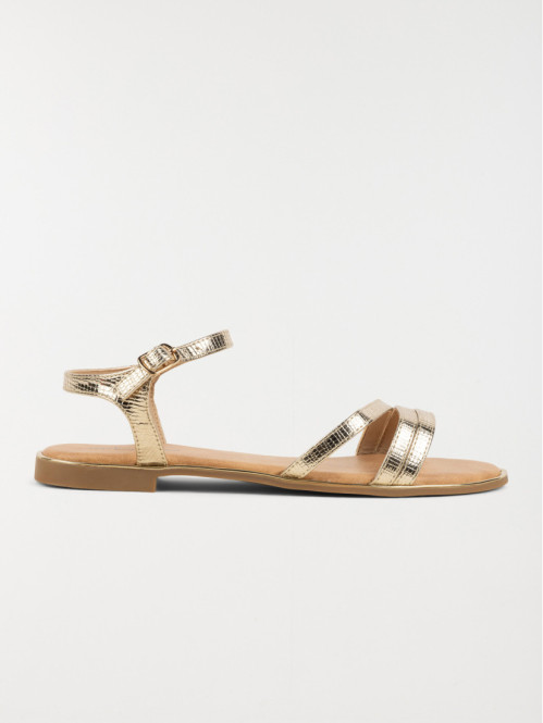 Sandale plate coloris or femme (36-41)