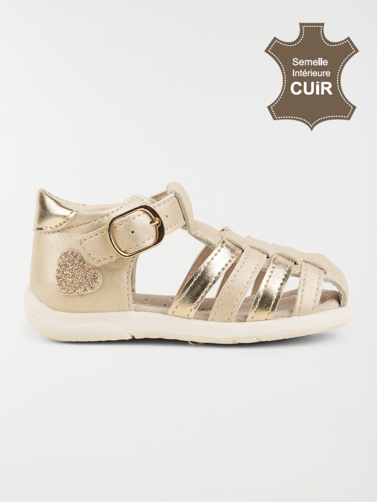 Sandales dorées coeur fille (18-23)