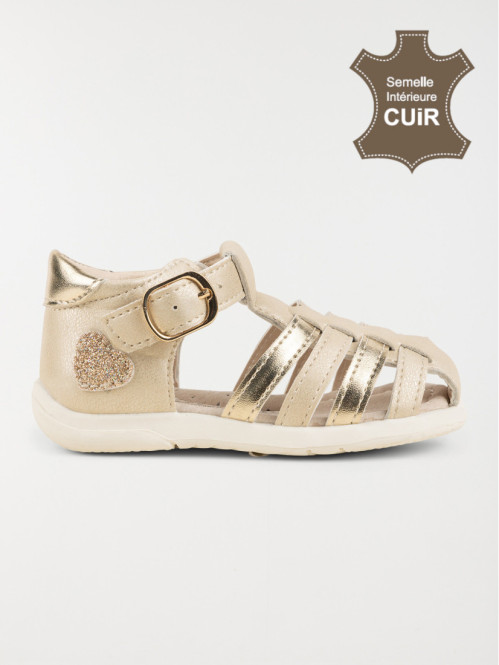 Sandales dorées coeur fille (18-23)