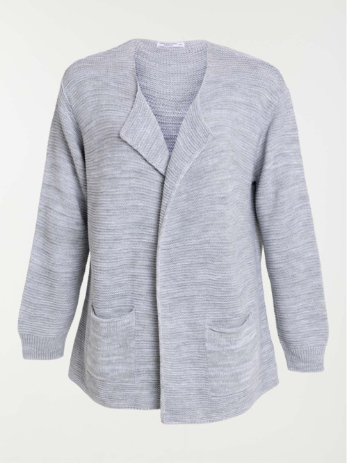 Gilet long gris grande taille femme