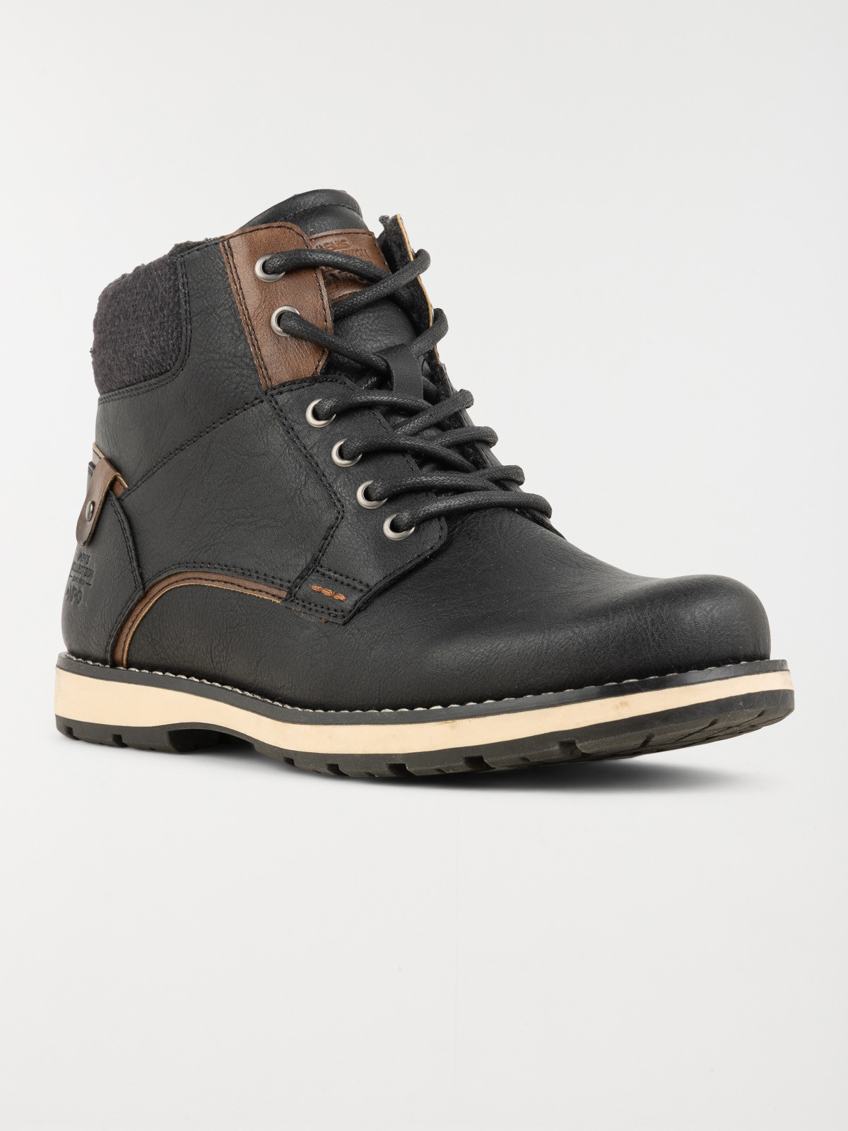 Boots lacets et zips homme noir (40-46)