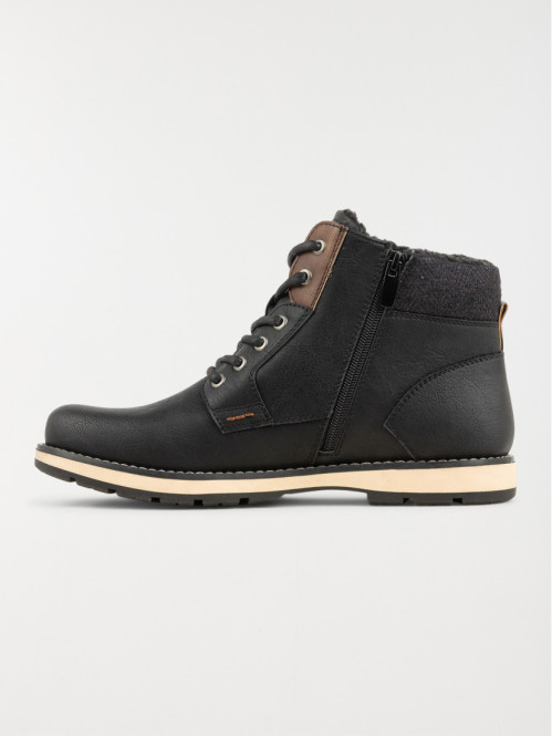 Boots lacets et zips homme noir (40-46)