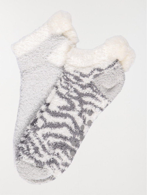 Lot 2 paires chaussettes pompons femme