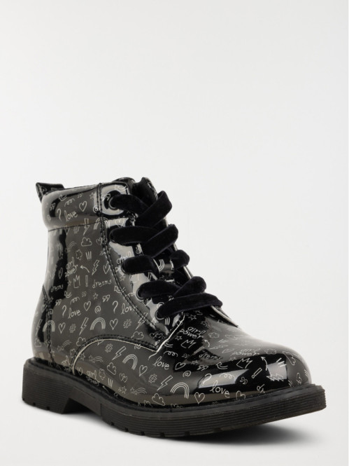 Bottines vernies imprimees fille 31 35
