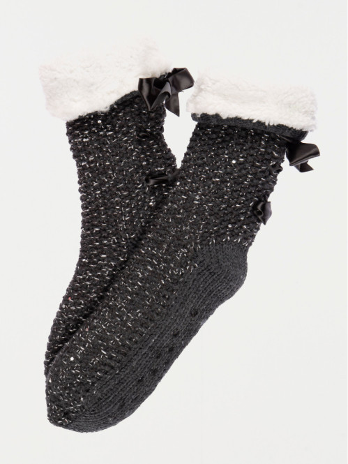 Chaussettes noeuds rubans noires femme
