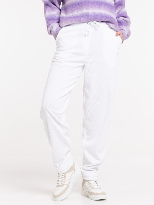 Jogpant velours blanc femme