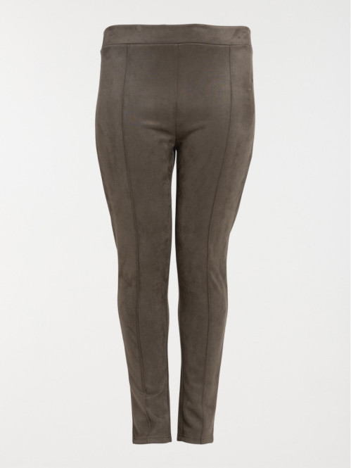 Legging kaki suédine grande taille femme