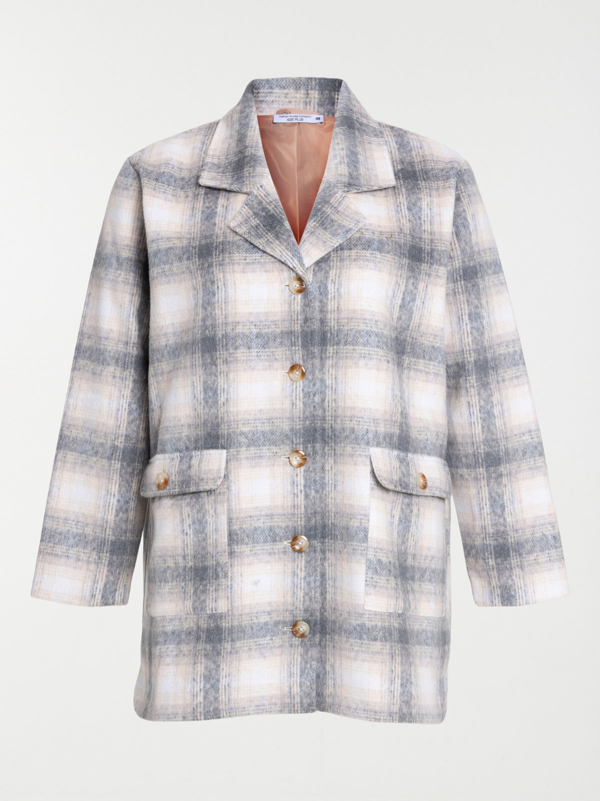 Manteau à carreaux grande taille femme