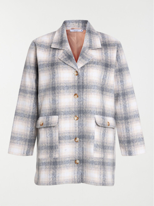 Manteau à carreaux grande taille femme