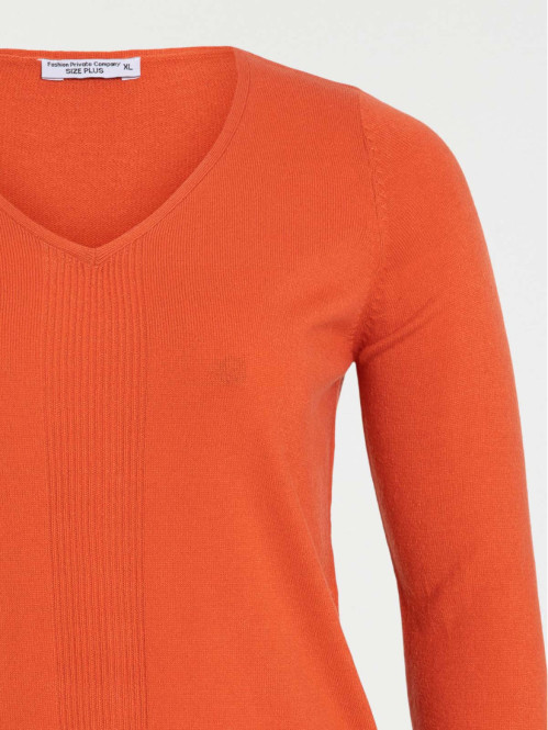 Pull paprika col V grande taille femme
