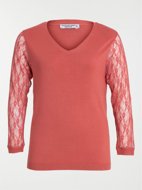 Pull orange minéral grande taille femme