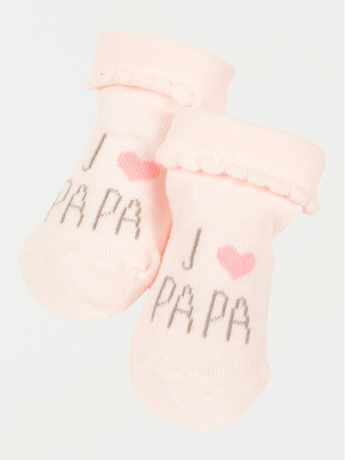 Chaussettes message papa rose bébé
