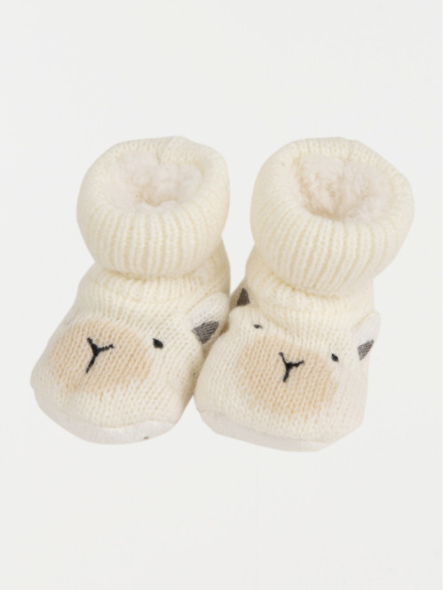 Chaussons ours écru bébé