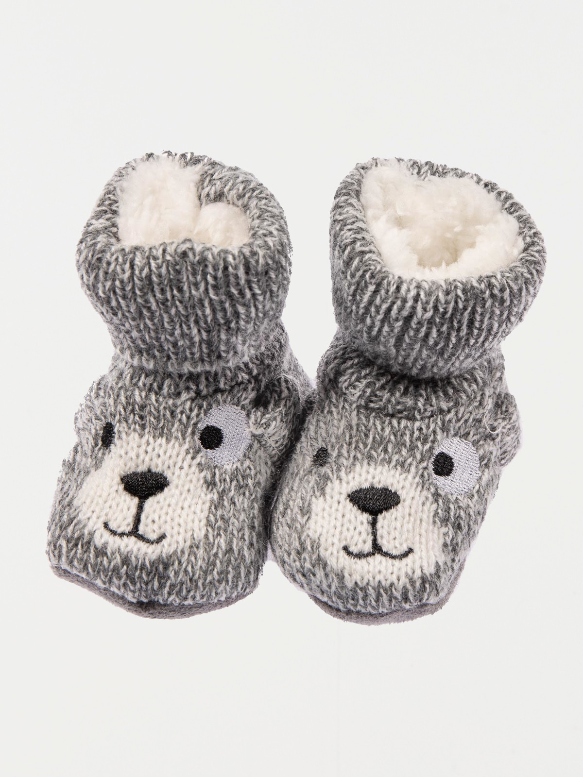 Chaussons ours gris bébé