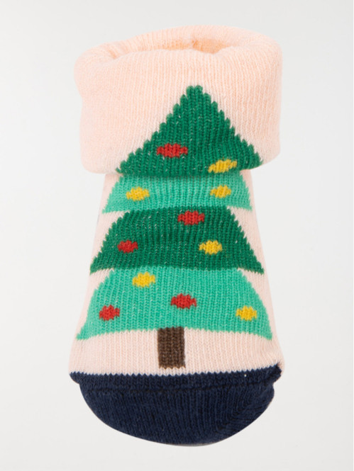 Chaussettes de Noël sapin rose bébé Chaussettes de Noël sapin rose bébé