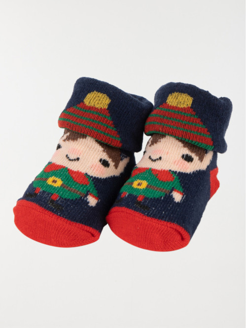 Chaussettes de Noël lutin marine bébé
