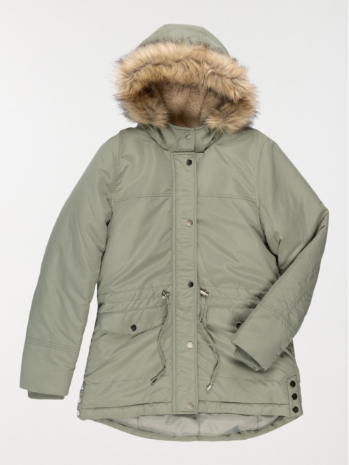 Parka capuche vert camou fille (XXS-M)