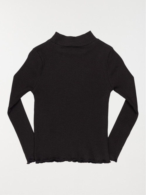 Tee-shirt col montant noir fille (3-12A) Tee-shirt col montant noir fille (3-12A)