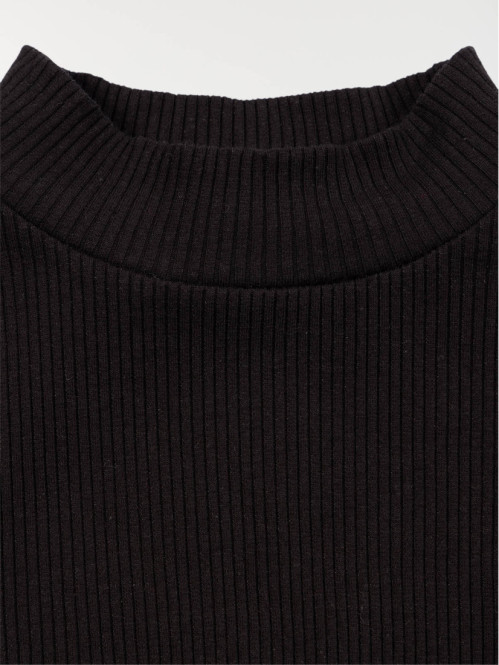 Tee-shirt col montant noir fille (3-12A) Tee-shirt col montant noir fille (3-12A)