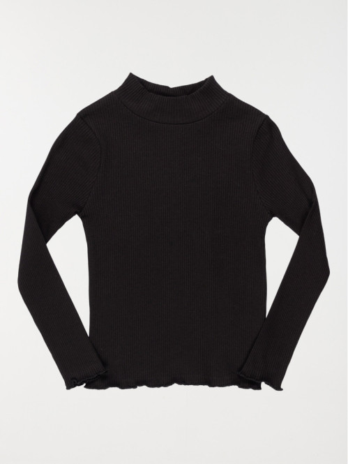Tee-shirt col montant noir fille (3-12A) Tee-shirt col montant noir fille (3-12A)