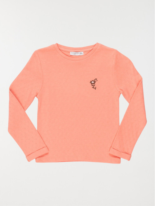 T-shirt broderie fleur...