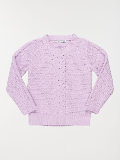 Pull chenille pastel lilas fille (3-12A)