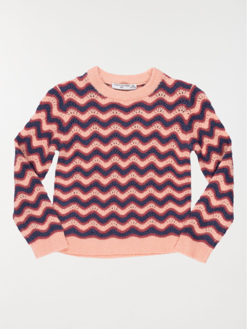 Pull multicolore motif fille (3-12A)