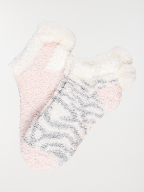 Lot 2 paires chaussettes pompons fille