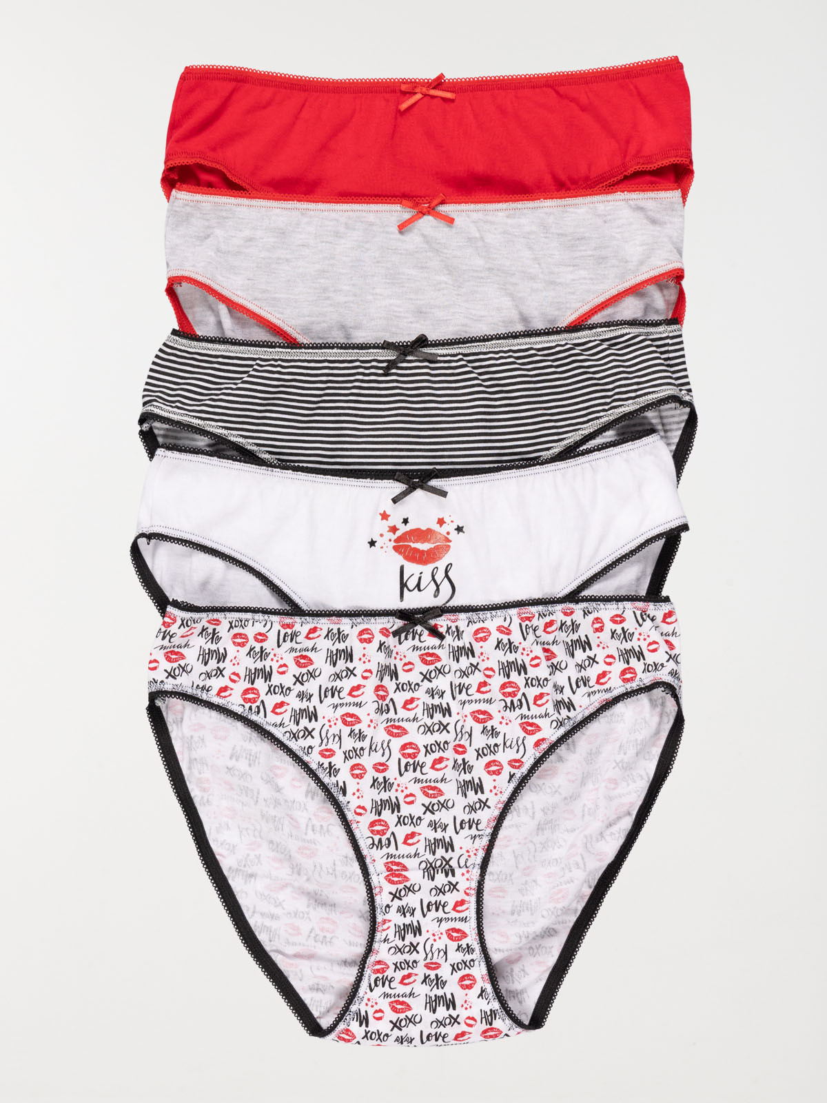 Lot de 5 slips imprimés kiss femme 