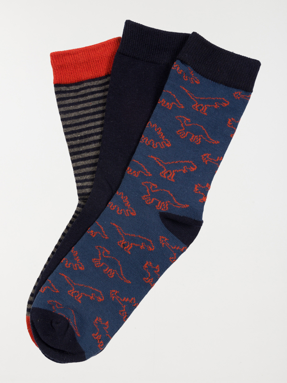 Lot de 3 paires chaussettes dinosaure