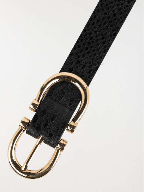 Ceinture noire texturée femme Ceinture noire texturée femme