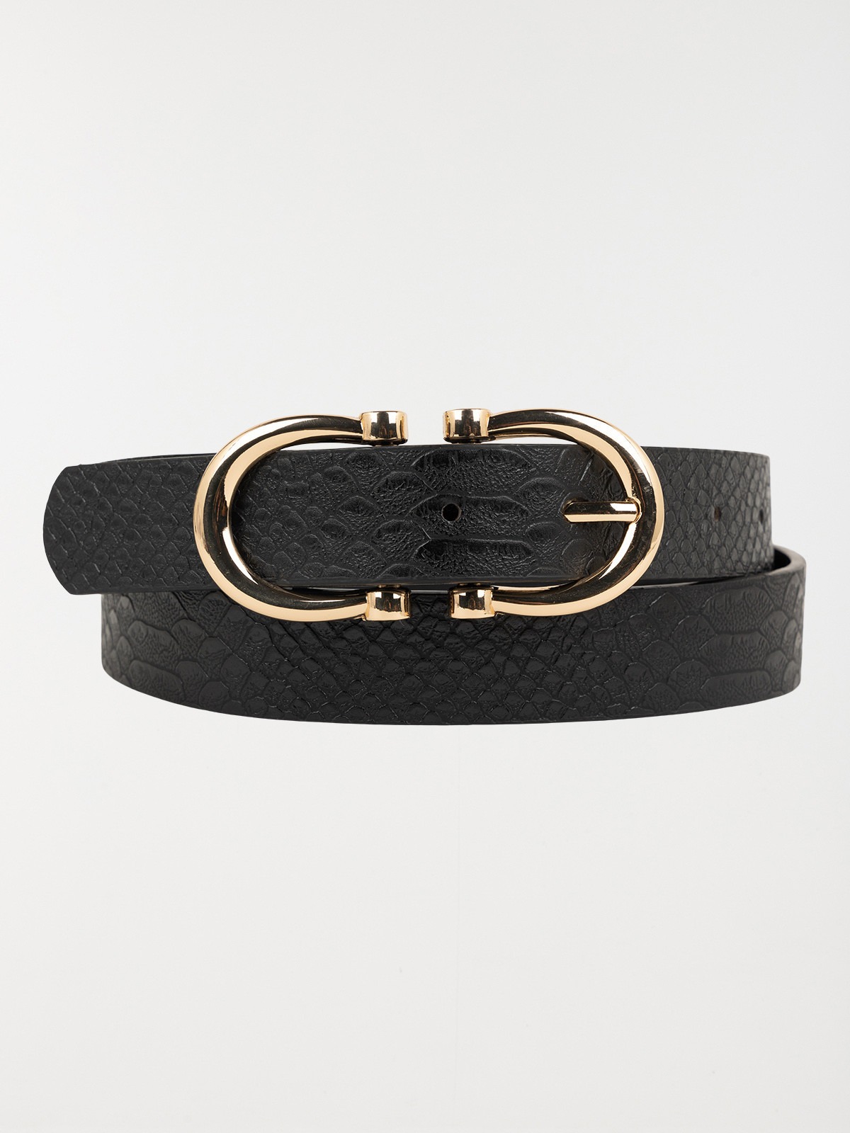 Ceinture noire texturée femme