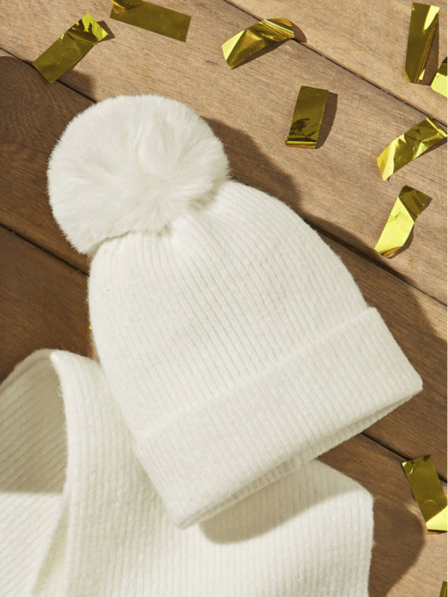 Ensemble écru bonnet et écharpe femme