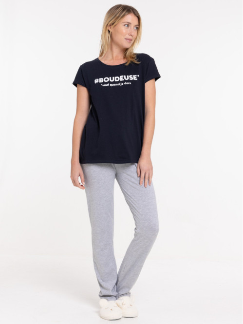 Pyjama message noir femme