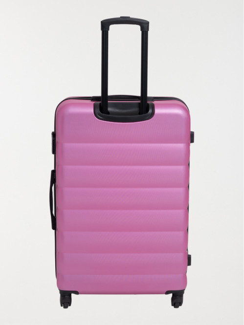 Valise rigide rose à roulettes 